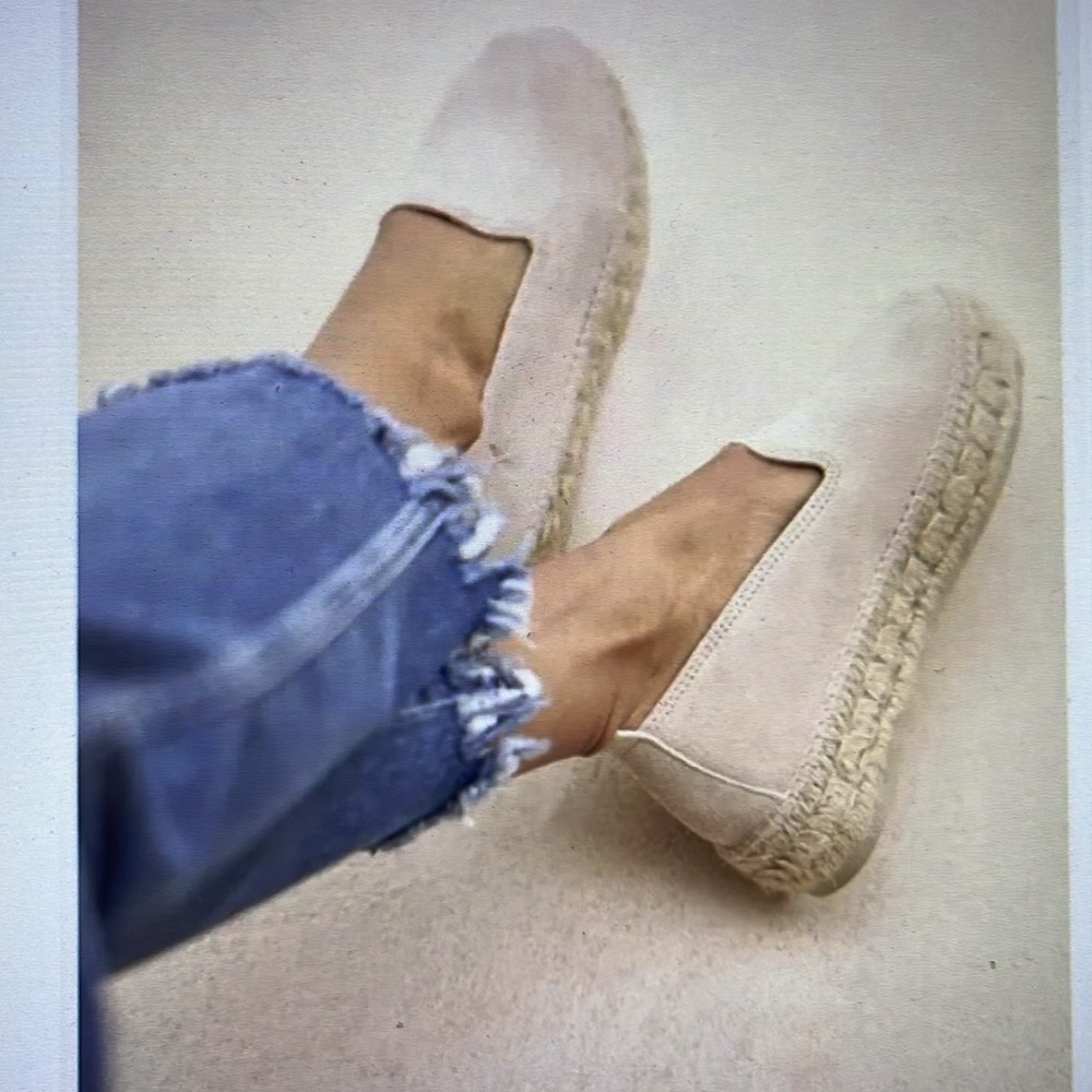 Manebi Suede Espadrille Slip-On in Light Beige 40